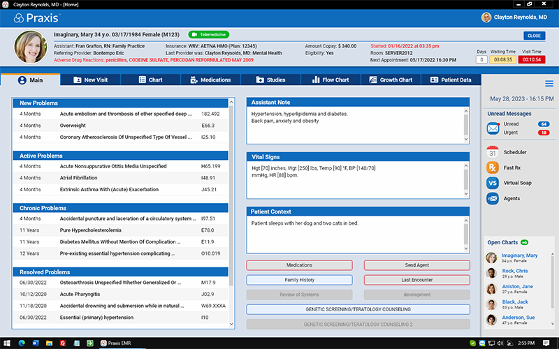 screenshot of Praxis EMR